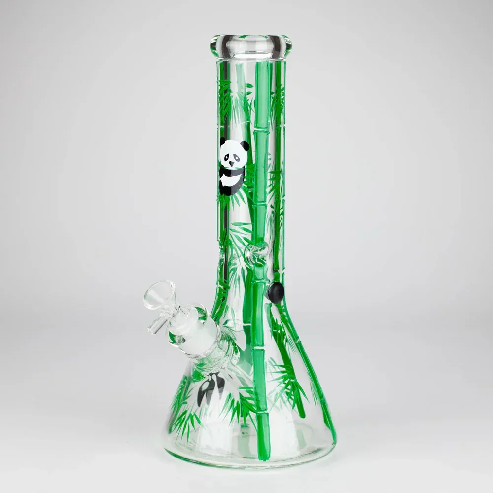 12" 7mm Panda & Bamboo Beaker Glass Bong