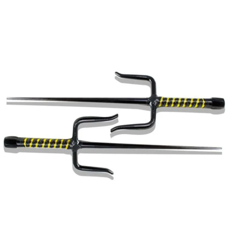 19″ Black Sai Pair w/ Black & Gold Handle Wrap