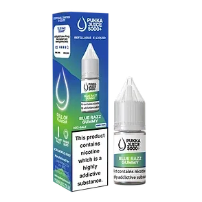 Blue Razz Gummy Pukka Juice 5000+ Nic Salt E-Liquid - 10ml, 10mg/20mg, Pack of 10
