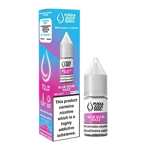 Blue Sour Razz Pukka Juice 5000+ Nic Salt E-Liquid - 10ml, 10mg/20mg, Pack of 10