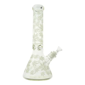 Glow In The Dark Leaf Beaker Bong - 13in