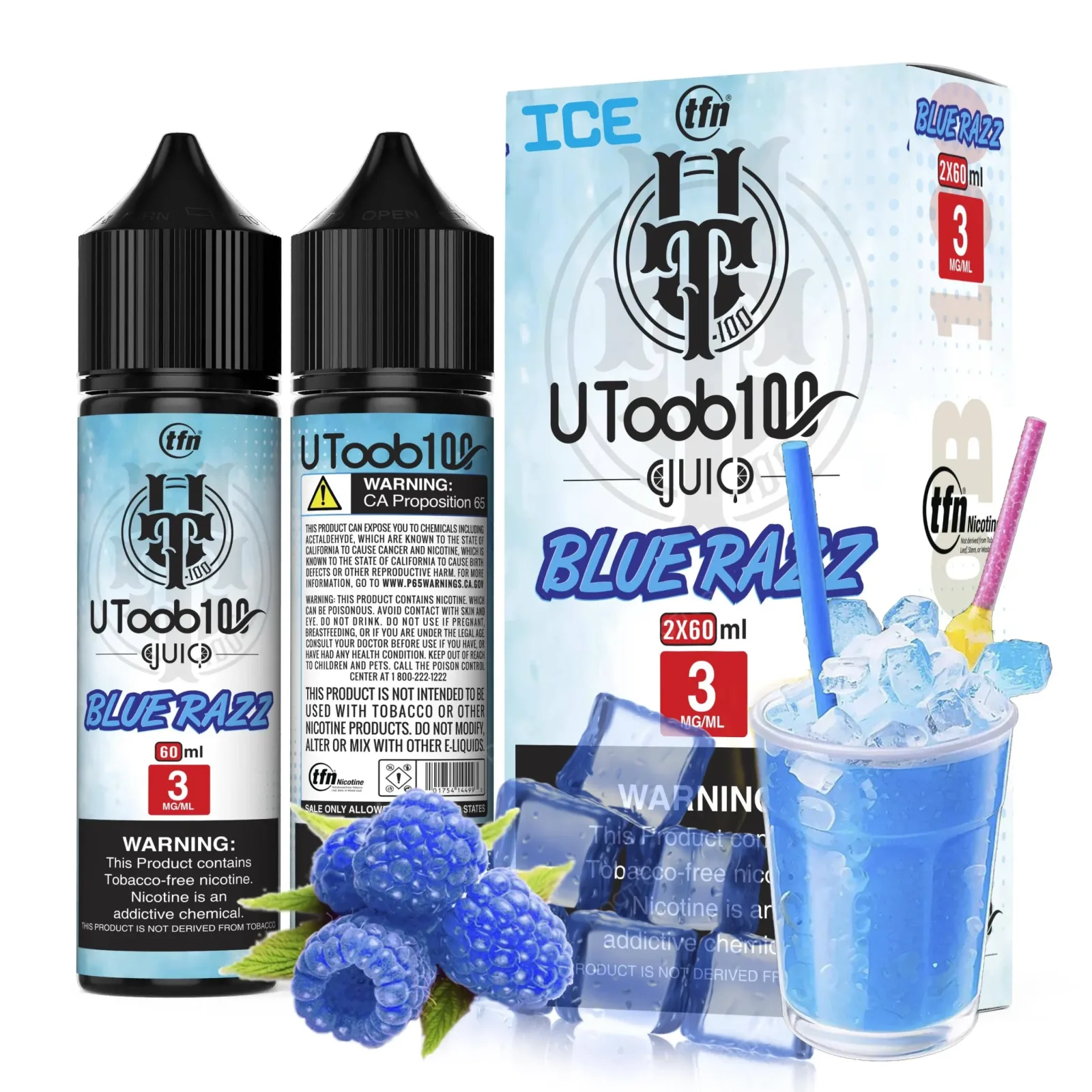 Iced Blue Razz by U TooB 100 Iced 2x60ML 120ML