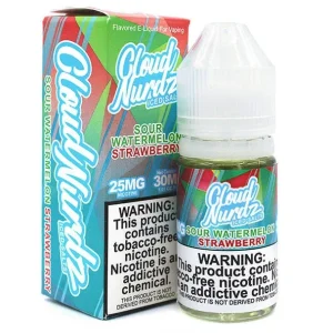 ICED Sour Watermelon Strawberry - 25mg - Cloud Nurdz Salt - 30mL