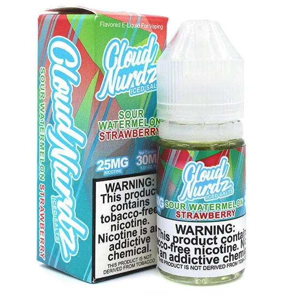 ICED Sour Watermelon Strawberry - 25mg - Cloud Nurdz Salt - 30mL