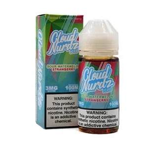 ICED Sour Watermelon Strawberry - 3mg - Cloud Nurdz - 100mL