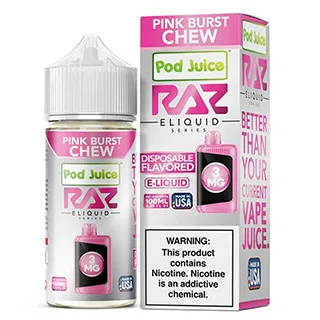 Pink Burst Chew - 6mg - Pod Juice x Raz - 100mL