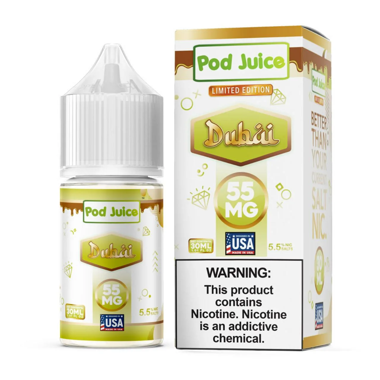 Pod Juice Salt Dubai Tobacco Free Nicotine E-Juice 30ml