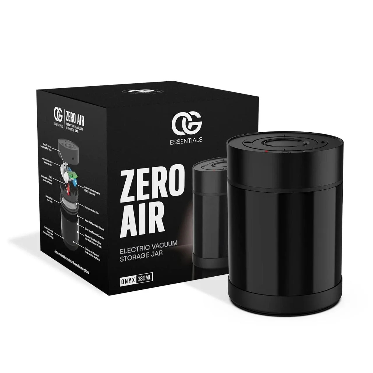 Zero Air Electronic Vacuum Stash Jar | Onyx