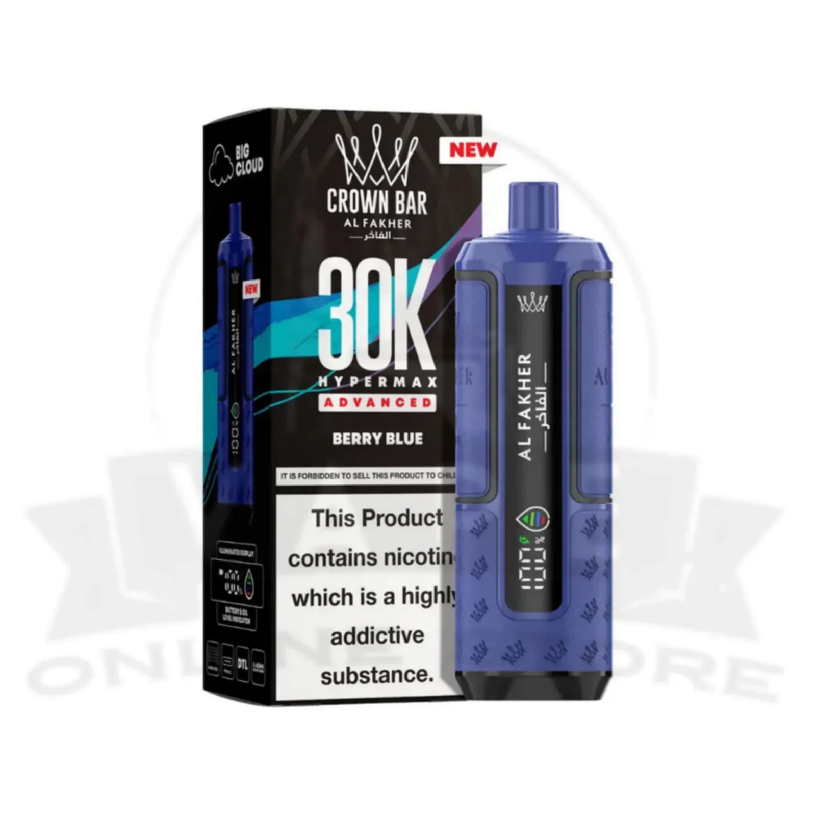 Box Of 10 Al Fakher Crown Bar 30K Puff Hypermax Vape Kit - Image 2