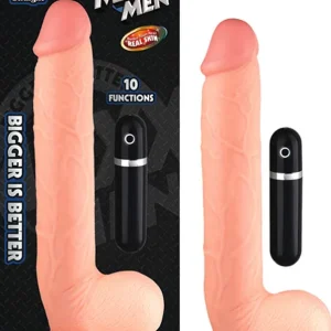 Maxx Men Vibrating 11in. Real Skin Straight Dong With Balls & Suction Cup (Ivory)