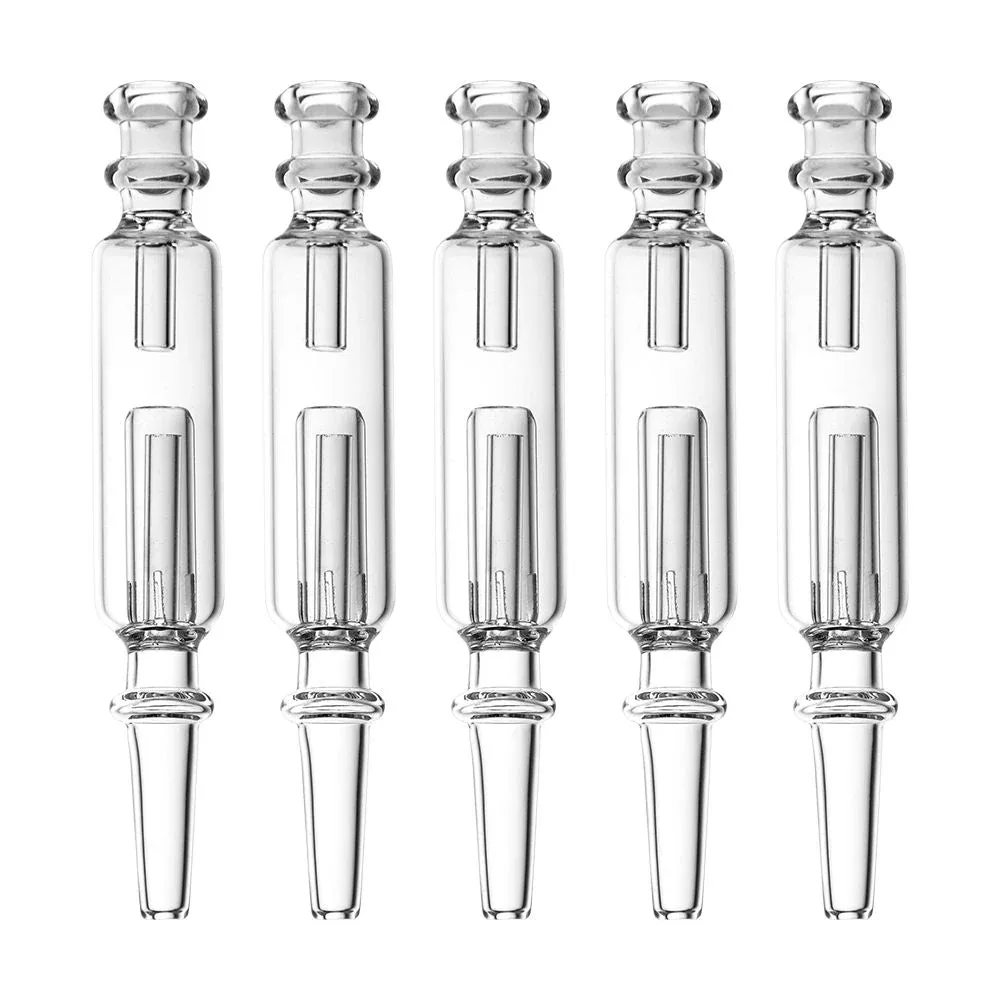 Clear Perc Bubbler Glass Dab Straw - 5.5" 5ct