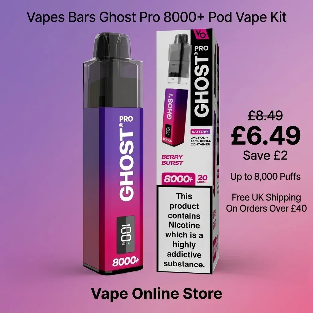 Vapes Bars Ghost Pro Vape 8000+ Puff โ Clearance Price - Image 2