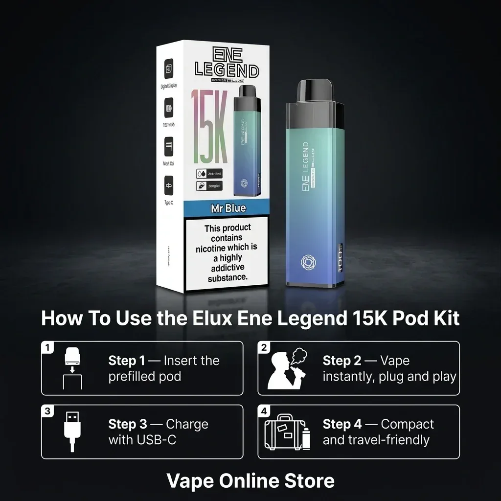 Elux Ene Legend 15K Puff Prefilled Vape Pod Kit - Image 2