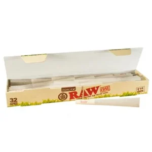 RAW Organic Hemp Pre-Rolled 1 1/4 Single Pack Cones - 32 Pcs