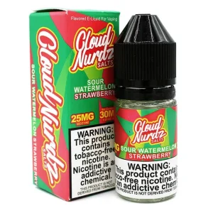 Sour Watermelon Strawberry - 25mg - Cloud Nurdz Salts - 30mL