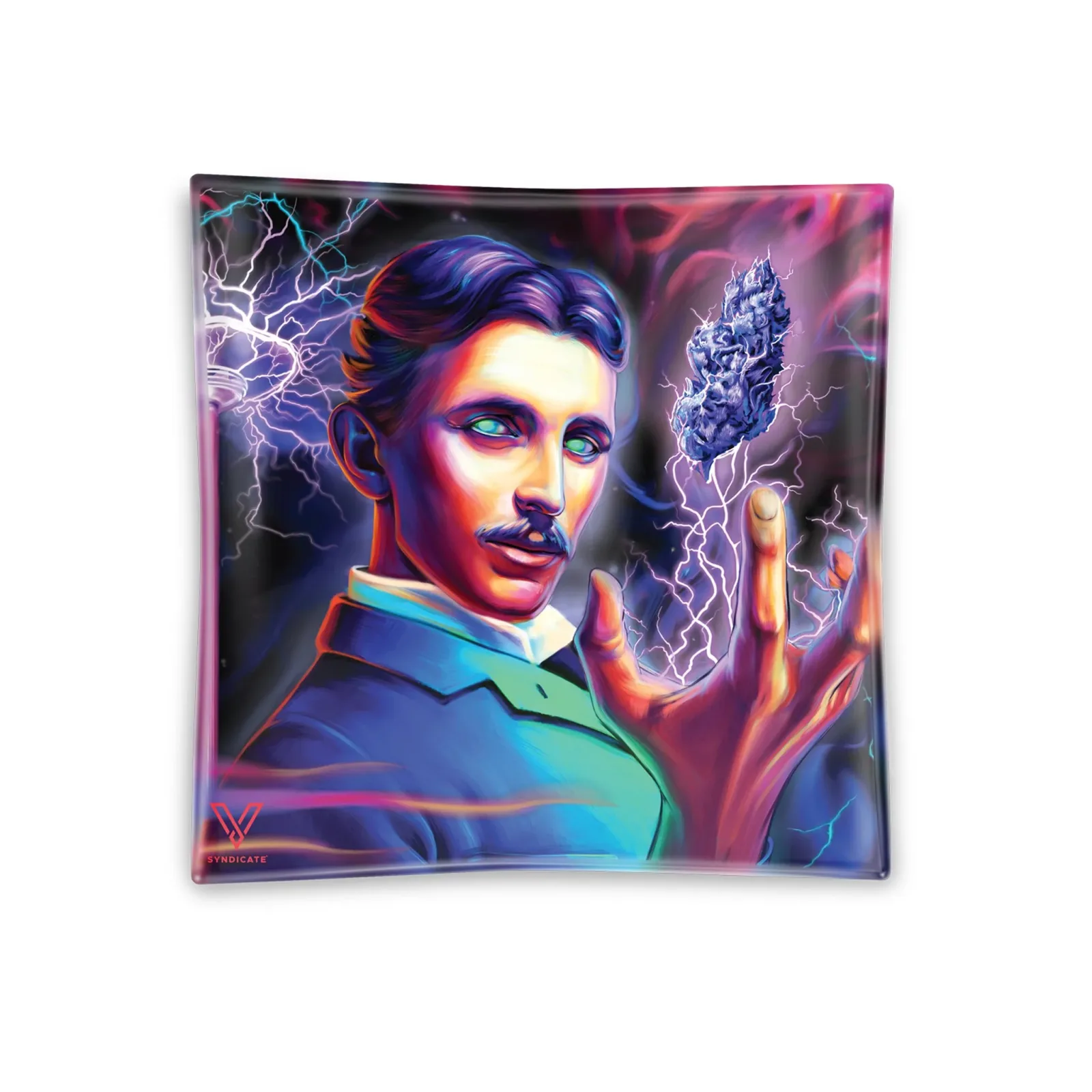 V Syndicate High Voltage Square Glass Ashtray - 4.5in
