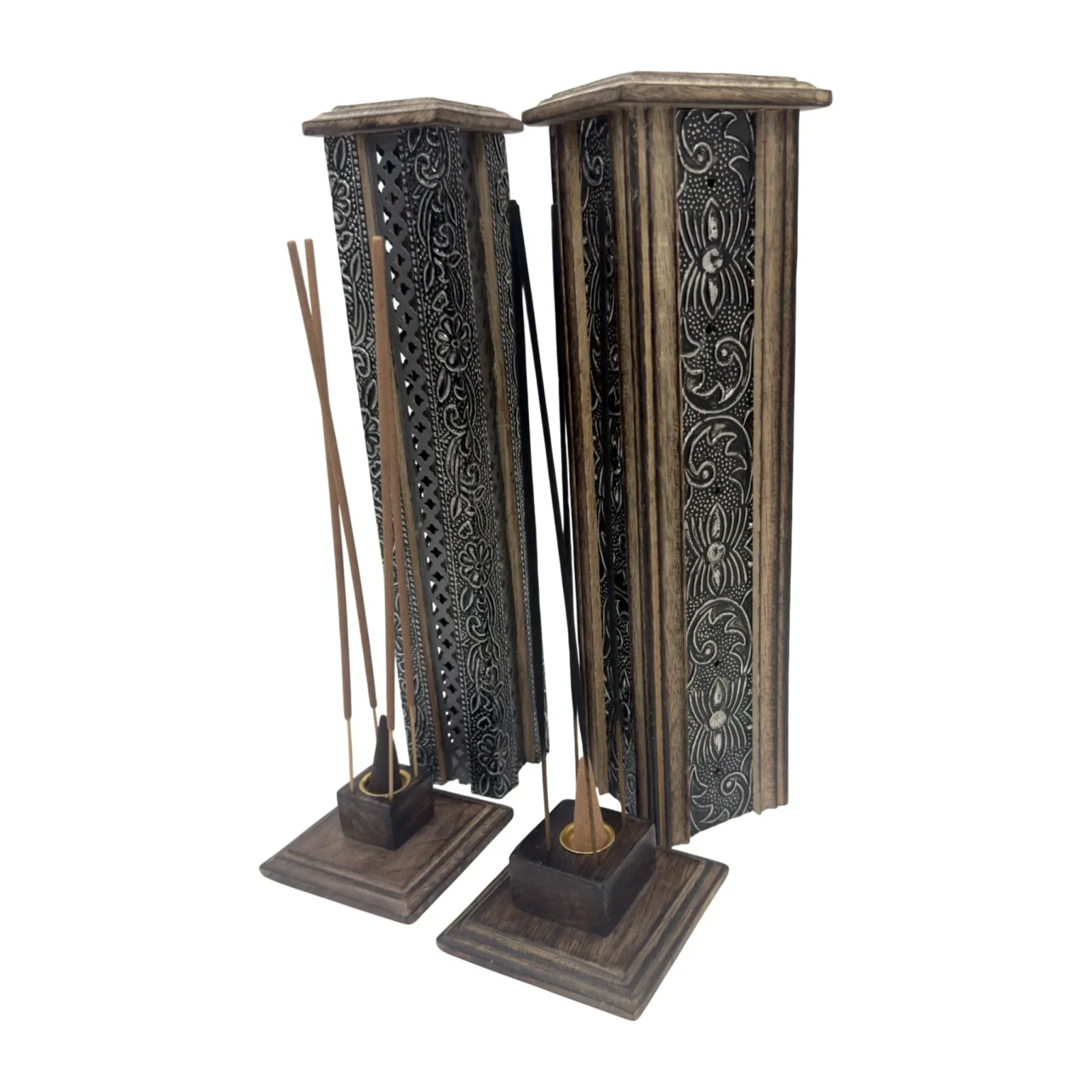 ZenN - Wooden Metal Incense Stick & Cone Burner Tower - Image 2
